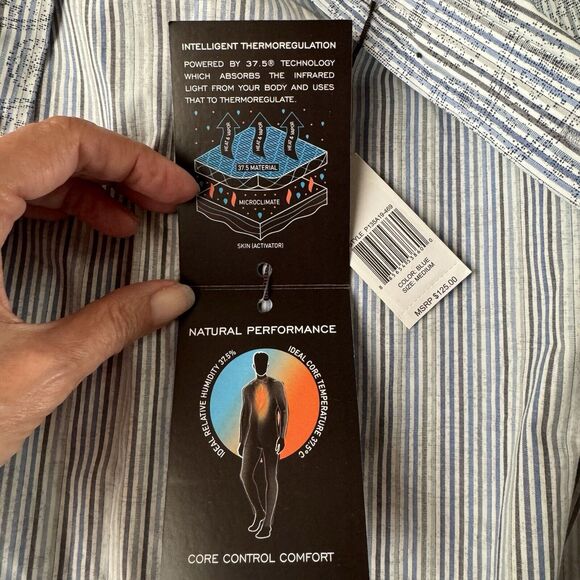 Thomas Dean Performance Button Down Shirt Blue Paisley Medium NWT - Picture 14 of 16